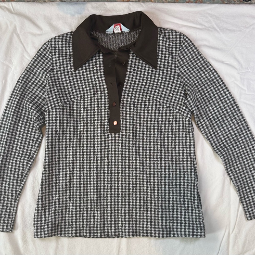 Black and White Houndstooth Blouse